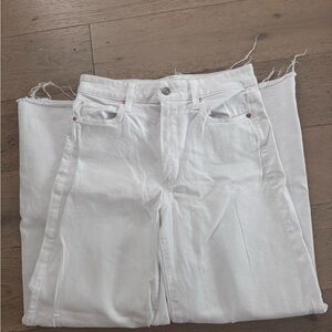 PAIGE White Frayed Hem Jeans